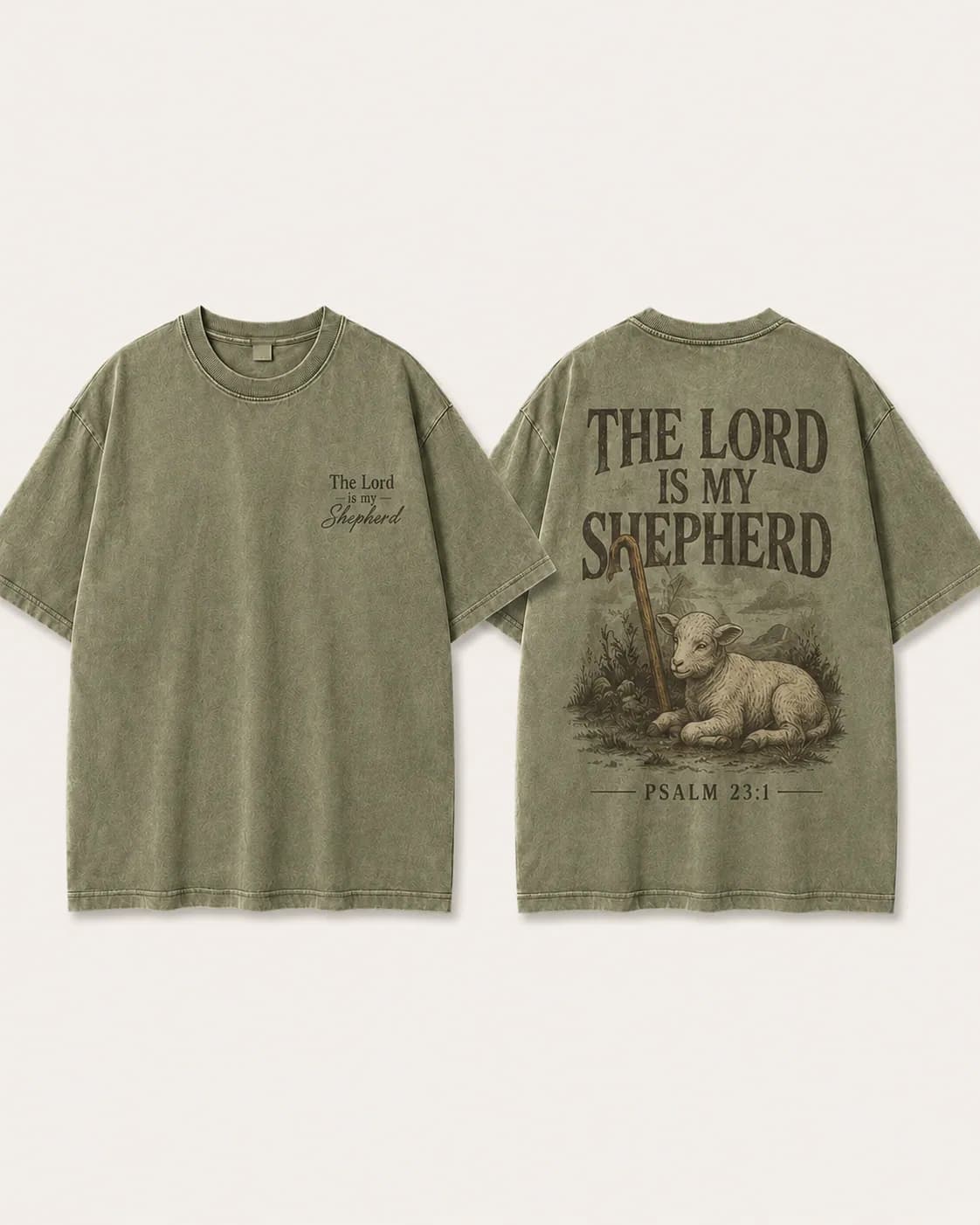The Lord Is My Shepherd Tee in Olive
