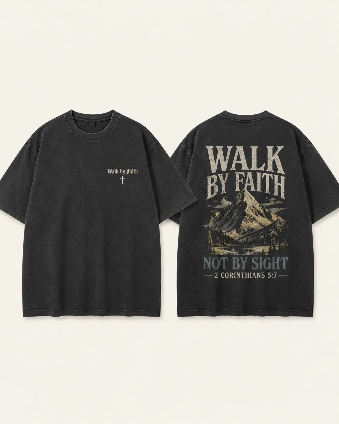 Walk by Faith Tee in Heather Grey